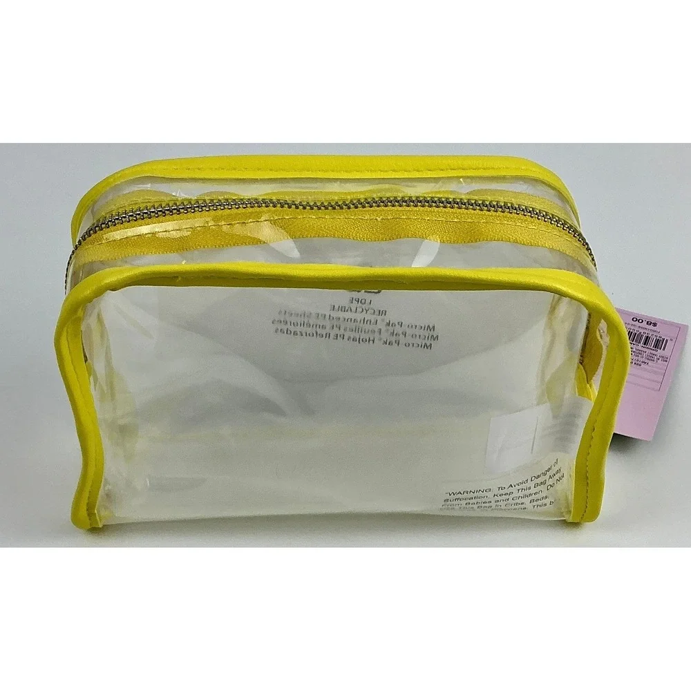 Wild Fable‎ Clear Cosmetic Makeup Bag Yellow Trim Zipper Travel Toiletry New